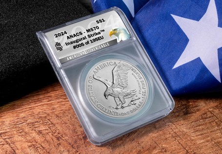 The US Silver Eagle has been issued every year since 1986. This 2024 1oz Silver Eagle has been independently graded as MS70 Brilliant Uncirculated Quality.
