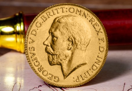 This is a Gold George V Sovereign struck during the first world war. Comes in box with COA.
