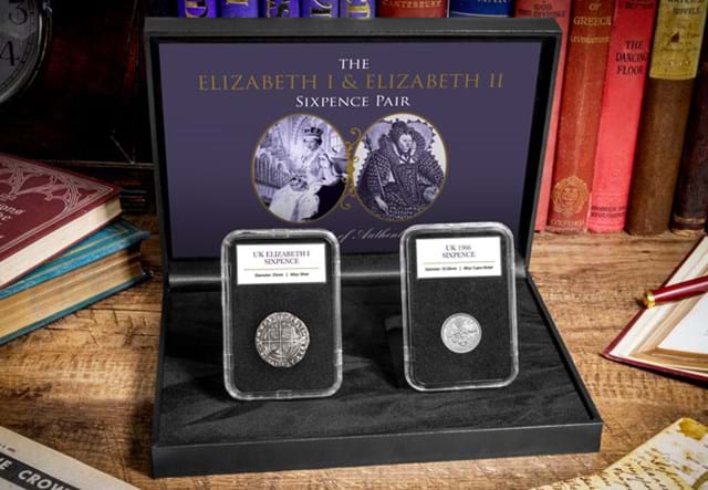 Elizabeth I And Elizabeth II Sixpence Pair Lifestyle 01
