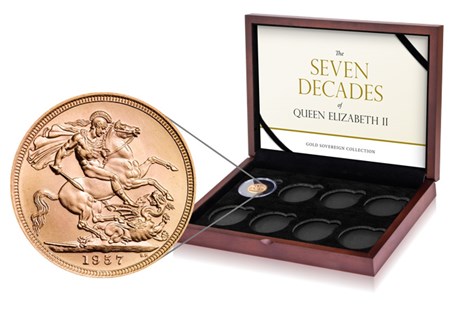 This is the first part in the QEII Seven Decades Collection, featuring a Sovereign from the first decade of her reign: 1950s.