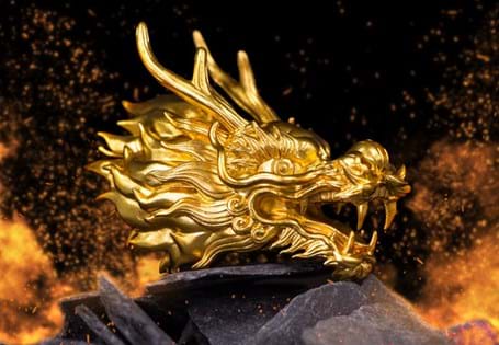 Struck from 3oz of Pure Silver with 24 carat Gold plating. Stunning 3D coin of a dragon's head for the 'Year of the Dragon' 2024.