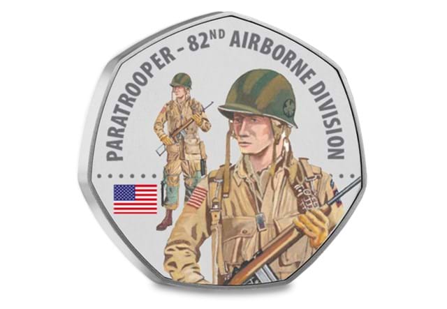 D Day Forces Heptagonal Medal Paratrooper 82Nd Airborne Rev