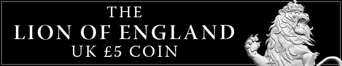 Lion of England UK 5 Pound Coin Banner Mobile