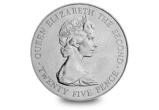 Guernsey 1978 Royal Visit Cuni Crown Coin Obverse