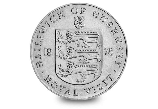 Guernsey 1978 Royal Visit Cuni Crown Coin Reverse