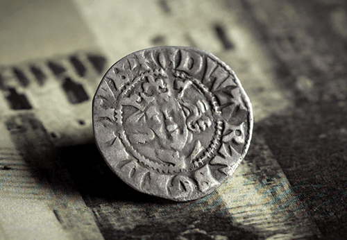Edward I Silver Penny obverse with black and white background