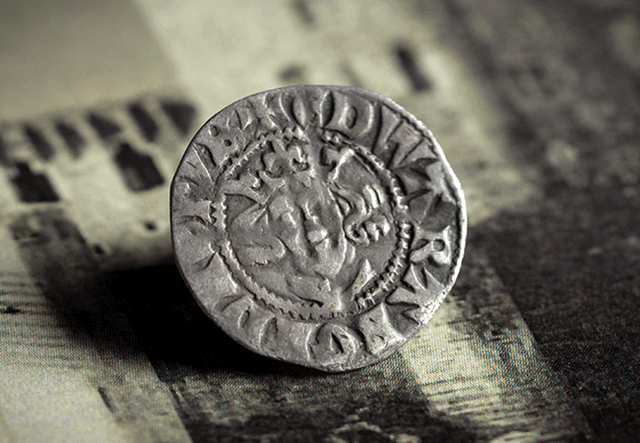 Edward I Silver Penny obverse with black and white background