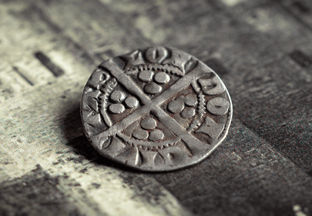 Edward I Silver Penny reverse with white and black background
