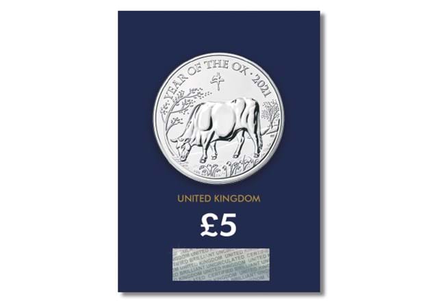 2021 UK Lunar Year of the Ox BU £5 reverse in Change Checker packaging