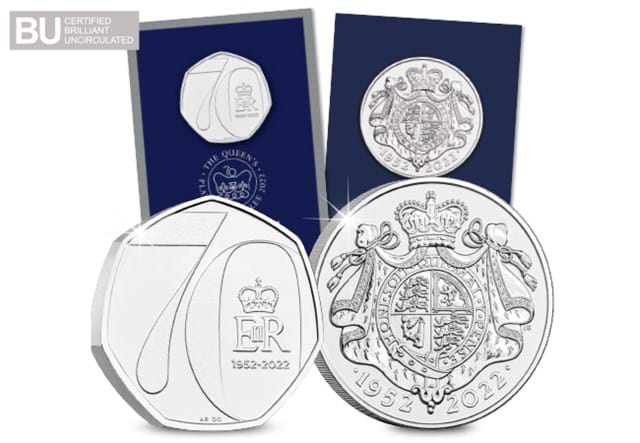 2022 Platinum Jubilee BU 50p and £5 Reverses with Change Checker Pack and BU logo
