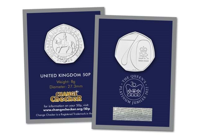 2022 Platinum Jubilee BU 50p Obverse and Reverse in Change Checker Pack
