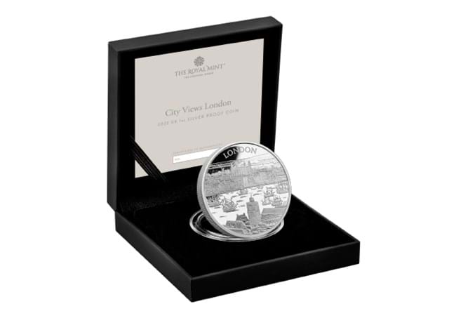 UK 2022 City Views London 1oz Silver Proof Coin in display box