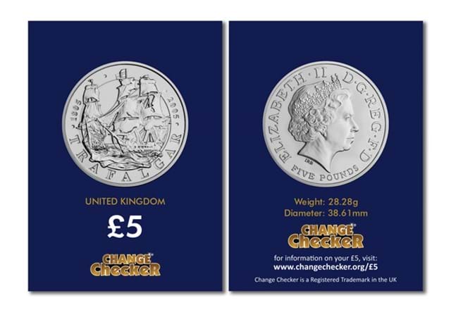 2005 Battle Of Trafalgar £5 Obverse and Reverse in Change Checker card