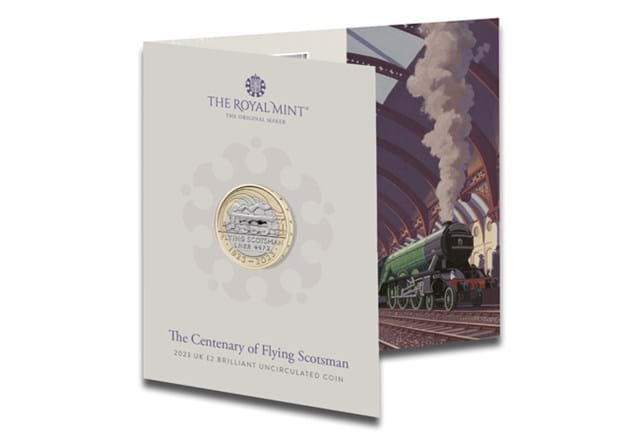 Flying Scotsman 2 Pound BU Packaging Front Cover