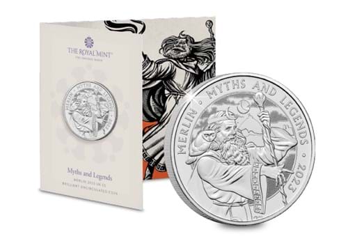 UK Myths And Legends Merlin BU £5 Coin With Packaging