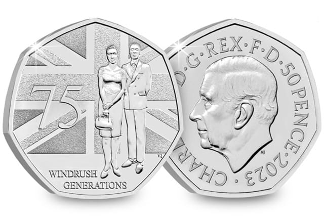 2023 UK 75 Years of the Windrush Generation 50p obverse and reverse