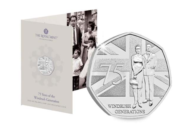75 Years Of The Windrush Generation 50P BU Reverse With Pack