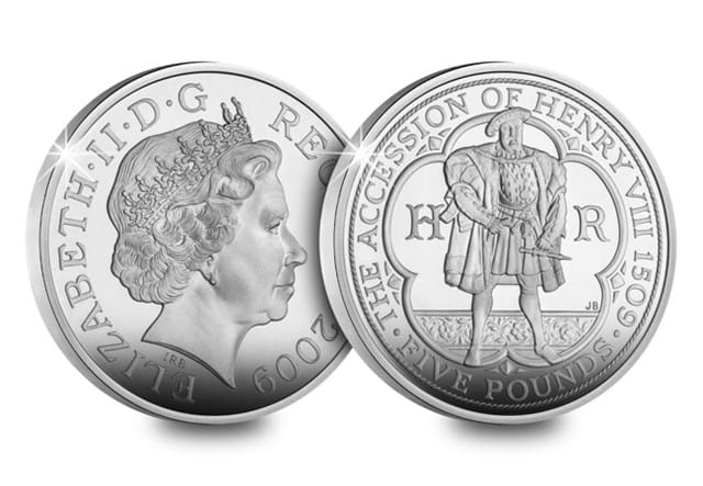 UK 2009 Henry VIII Silver Proof £5 Obv Rev