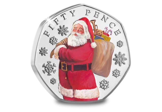 The Father Christmas BU Colour 50P Set Coin2