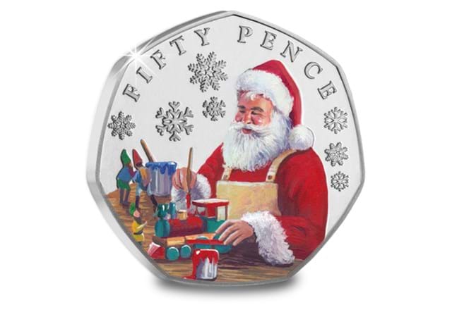 The Father Christmas BU Colour 50P Set Coin1