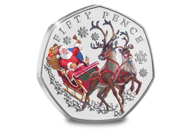 The Father Christmas BU Colour 50P Set Coin3