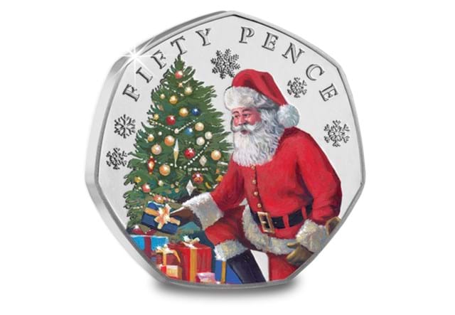 The Father Christmas BU Colour 50P Set Coin5