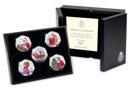 A special set of 50p coins have been released depicting Father Christmas in his most famous guises. Limited to 500 sets worldwide, each 50p has been struck to a Silver Proof finish with vivid colour.