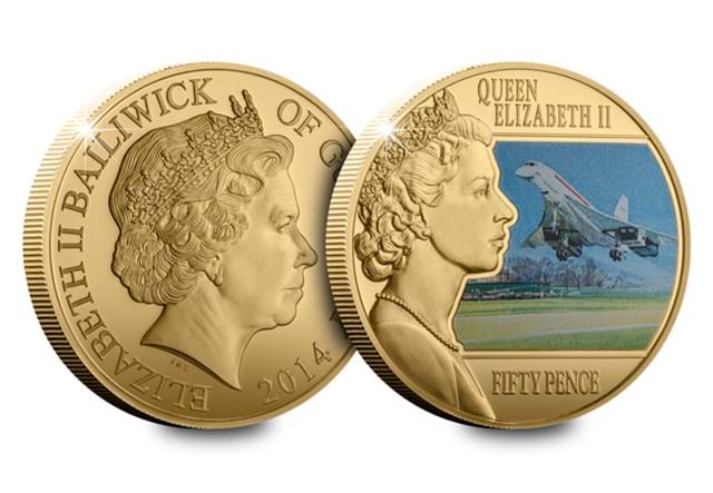 QEII Concorde Gold Plated Coin Obv Rev