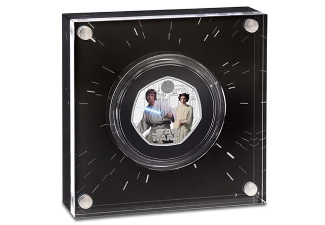 Star Wars Luke And Leia Silver In Acrylic Case