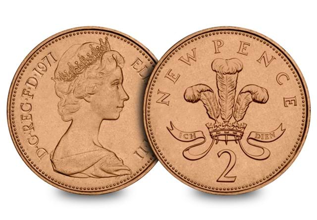 UK 1971 New Pence 2P Obv Rev