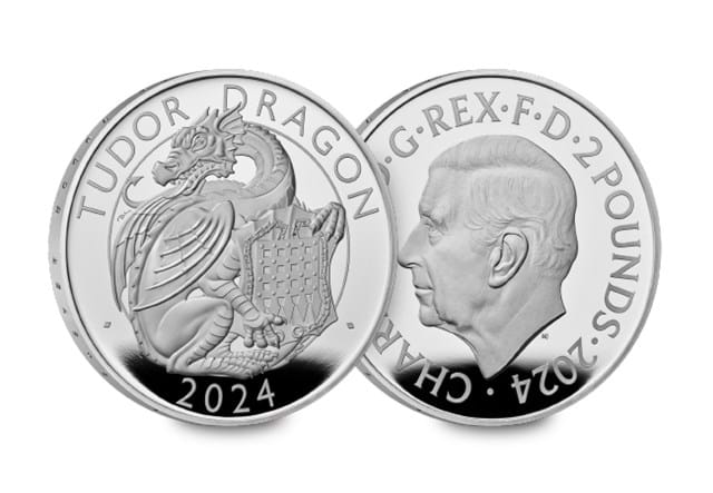 UK 2024 Tudor Dragon 1Oz Silver Coin Obverse And Reverse