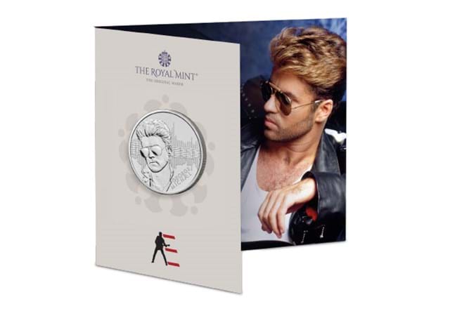 697G George Michael BU £5 Coin Packaging Outside