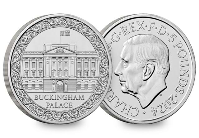 246P UK 2024 Buckingham Palace BU £5 Coin Obverse And Reverse