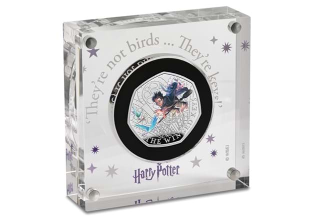 168H UK 2024 Harry Potter Winged Keys Silver 50P Coin In Acrylic Case