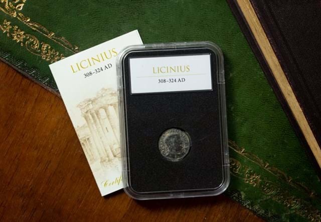 LS Roman Coin Licinius 308 324 AD Slab Lifestyle 2