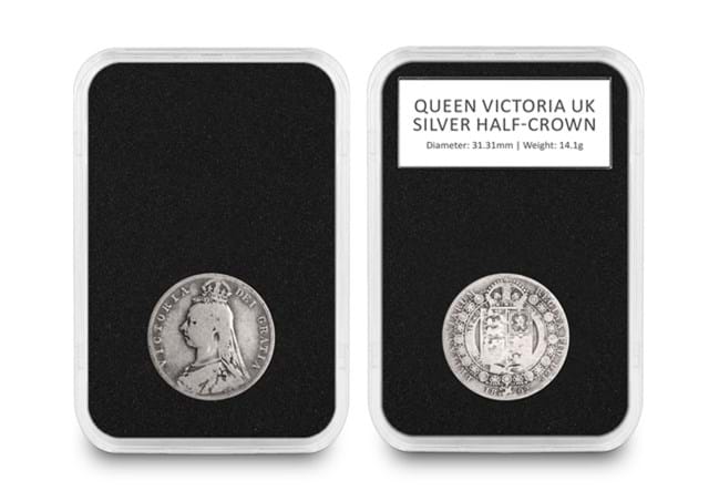 Queen Victoria UK Silver Half Crown Obv Rev In Everslab