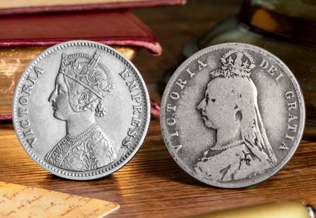 Queen Victoria Silver Rupee And Half Crown Lifestyle 03