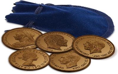 Coins of the Realm Five Monarchs Pennies Collection