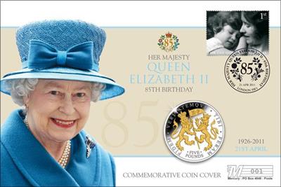 Queen's 85th Birthday £5 Silver Coin Cover
