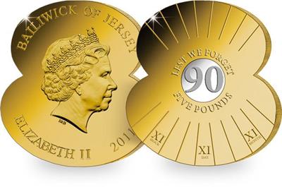 The 90th Anniversary of the Royal British Legion Gold and Selectively Rhodium Plated Poppy Coin