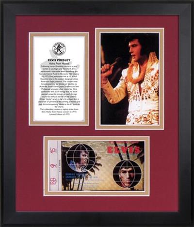 The Elvis Presley Aloha Concert Frame with replica concert ticket