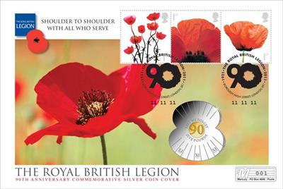 RBL 90th Anniversary Silver Poppy Commemorative Coin Cover