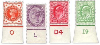 Set of Four Unused Great Britain Control Stamps