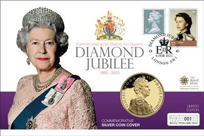 Diamond Jubilee Gold Plated Silver Commemorative Coin Cover