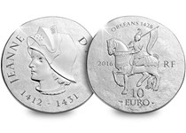 This Silver Proof 10 Euro coin features Joan of Arc. Struck by Monnaie de Paris, this coin aims to pay tribute to French History. Joan of Arc became an emblematic figure of the Hundred Years' War.