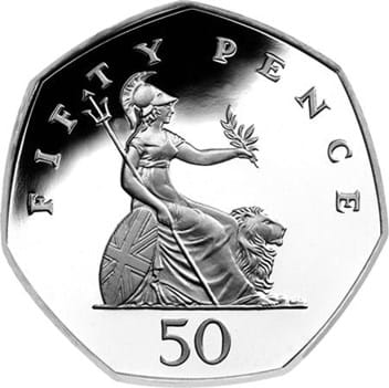 UK Pre-1997 Britannia 50p coin