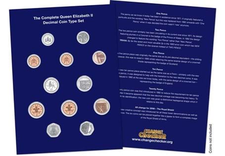 Build a full, comprehensive collection from your change with the Queen Elizabeth II Decimal Coin Type Collector Page.
