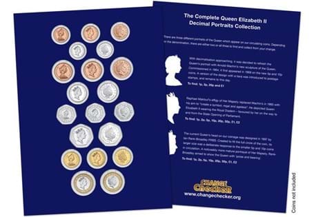 Assemble a numismatic timeline of Queen Elizabeth II with Change Checker's Complete QEII Decimal Portraits Collector Page.