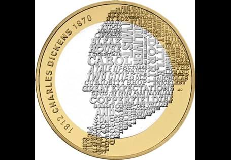 The creative reverse design of this UK £2 features the profile of Charles Dickens made up from the titles of his most famous works. Available now with FREE P&P!