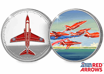 The Red Arrows Silver Plated Medal is officially licensed with the RAF. Reverse features full colour printed design showing the Roll -back manouvre.Obverse features a relief and printed Hawk Aircraft.